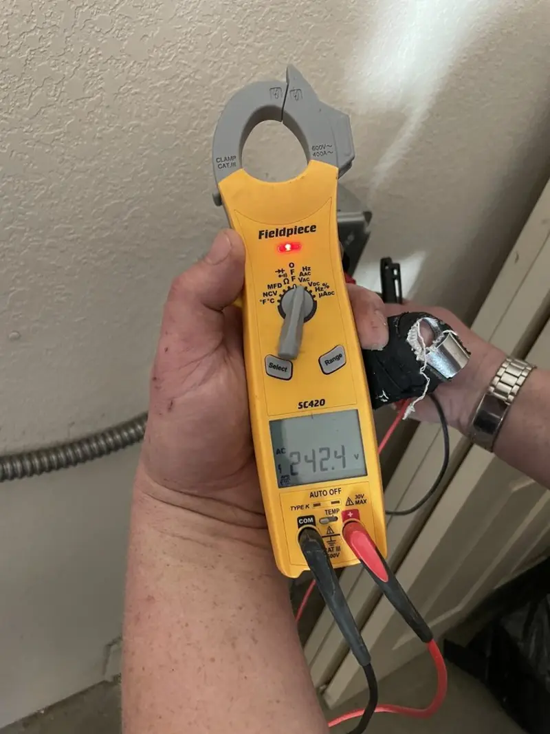 Voltage testing with clamp meter during Generator Installation in Cambria